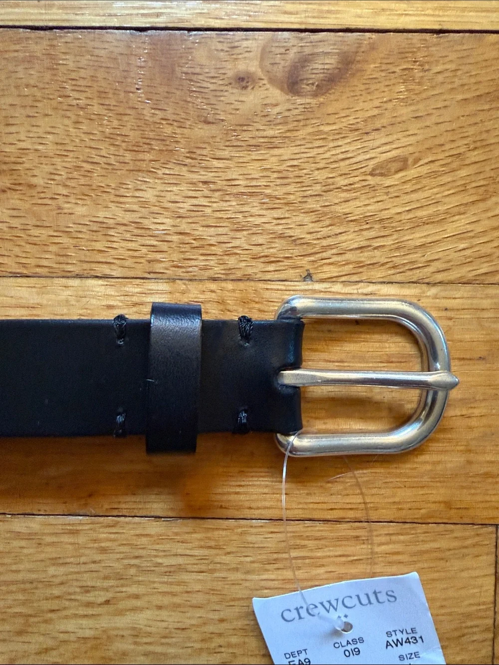 J Crew Crewcuts Youth Boys Black Leather Belt with Silver Buckle